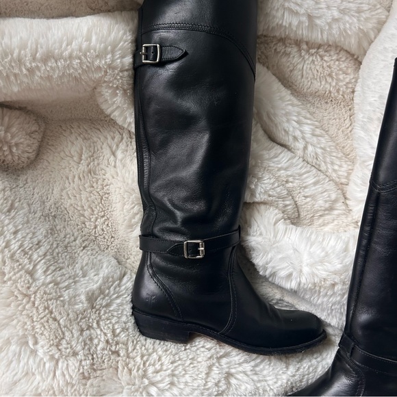 Frye Leather Double Buckle Riding Boots - Picture 2 of 7